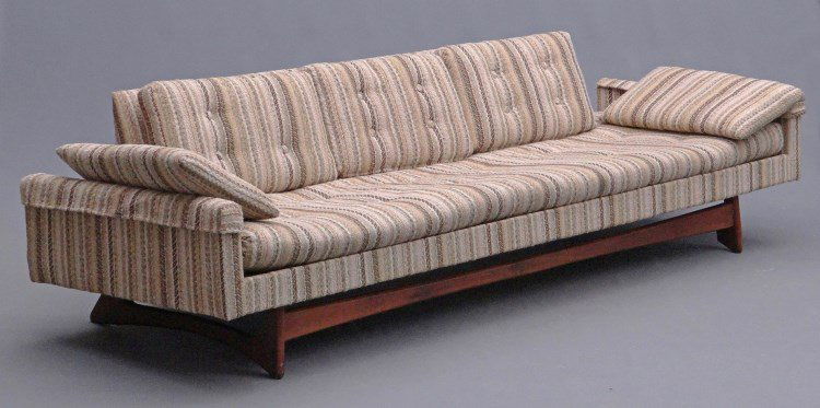 Pearsall Style Mid Century Sofa: Adrian Pearsall style Mid Century couch. As found. 8' 7 x 31 1/2" x 26" Ht."
