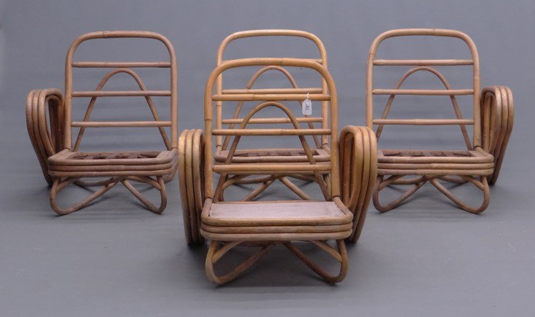 Rattan Settee: Four part rattan settee (no cushions).