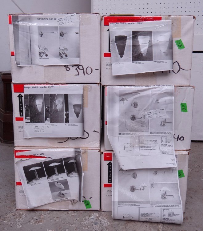 Lighting Lot: Lot of six unopened new in box sconces.