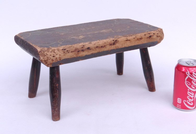 19th c. Footstool: 19th c. peg leg painted footstool. 14 x 8" x 7"."