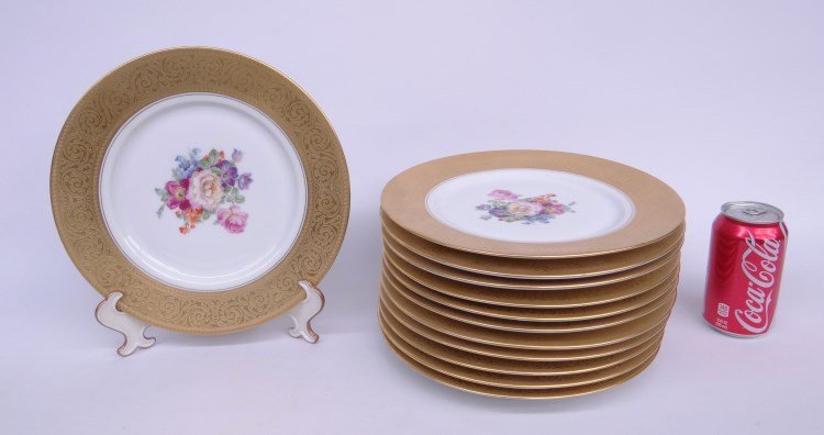 Set Of 12 Bavarian Plates: Set of 12 Bavarian 10 1/2 plates."