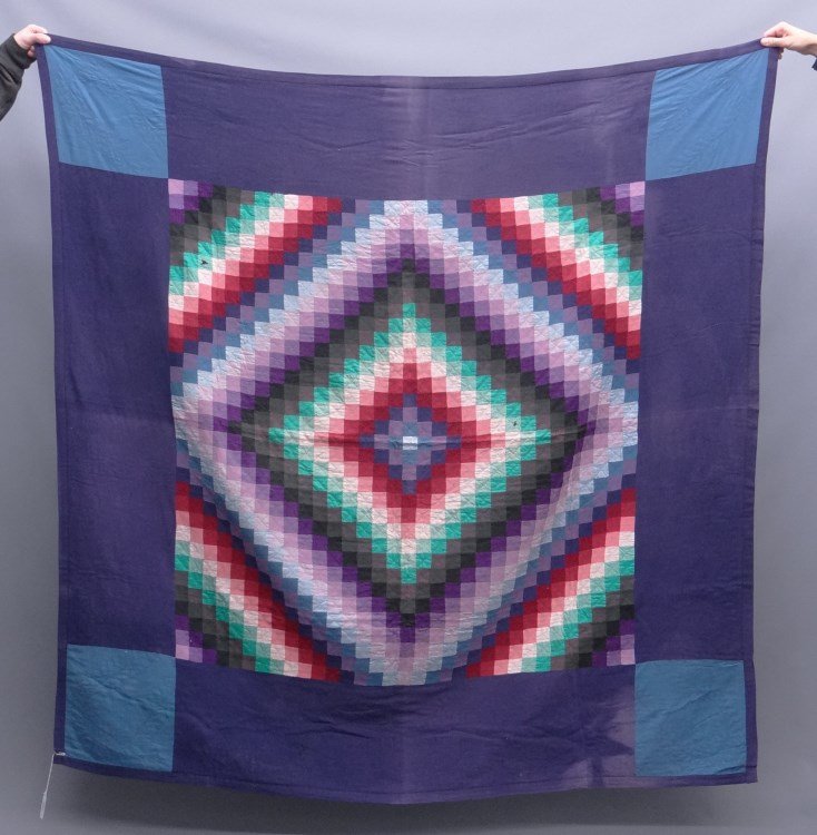 Quilt: Quilt, Amish "Sunshine and Shadows", 76" square.