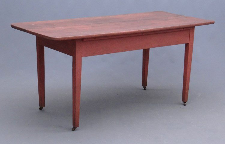 Farm Table In Red Paint: Primitive farm table in red paint. 5' 6" length, 29 1/2" W, 30 1/4" Ht.