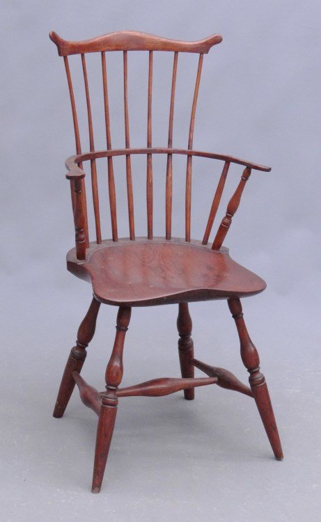 19th c. Windsor Chair: 19th c. Ct. Windsor "State House" armchair. 18" seat Ht., 37" overall Ht.