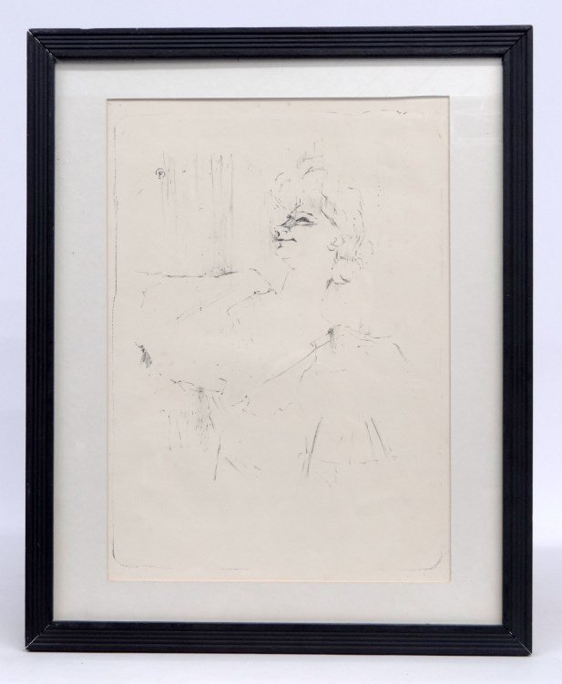 Toulouse Lautrec Lithograph: Toulouse Lautrec lithograph ( Henri Marie Raymond Toulouse-Lautrec (1864 - 1901). Sight 16 1/2 x 12"."