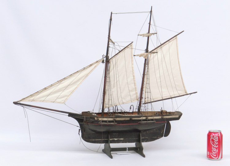 Ship Model: C. 1900's ship model. 32 W, 27" Ht."