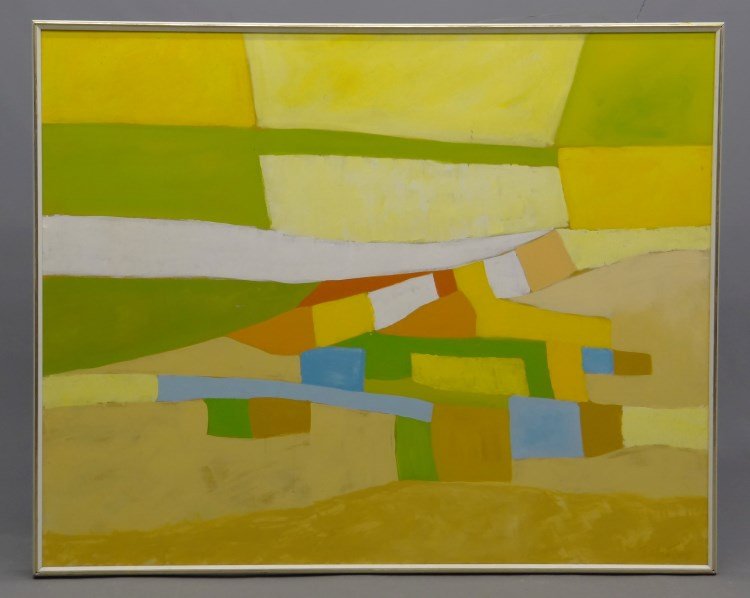 Abstract Painting: Large oil on canvas abstract. Marked 936" verso. Sight 47 1/2" x 59 1/2"." Signed Jonathan James LRC.