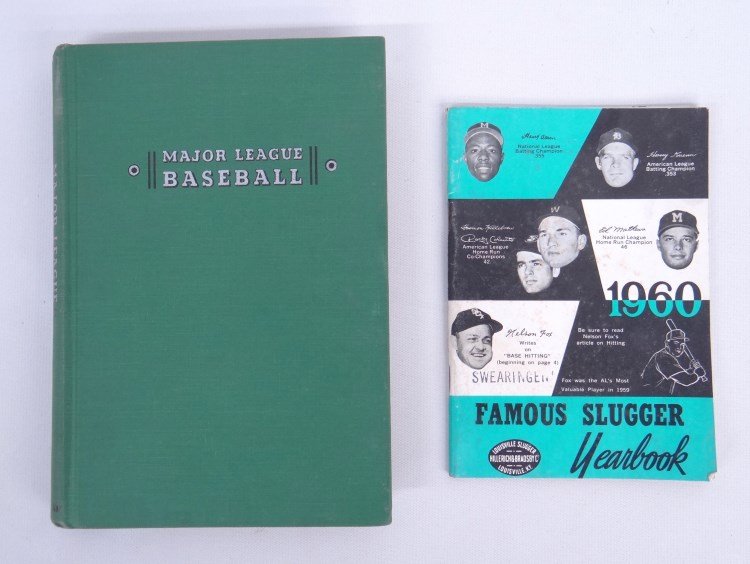 Baseball Lot: Lot two Baseball books including Major League Baseball (Ethan Allen 1947)) and 1960 Famous Slugger Yearbook.