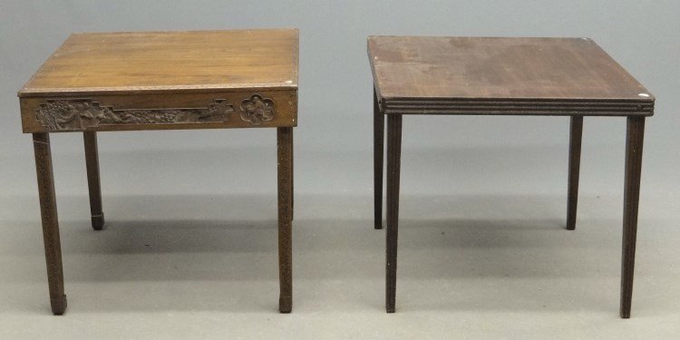 Folding Tables: Lot two folding tables, one Asian with carved apron and legs.