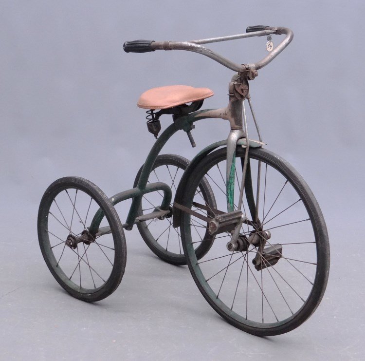 Child's Tricycle: C. 1920's child's Speeder" tricycle. 31 1/2" Ht., 35" Ht. Fair condition. David Metz Museum."