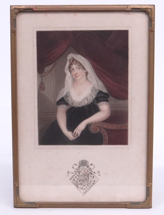 19th c. Engraving: 19th c. engraving of seated woman, marked verso "Margaret Smith Burges..by Countess Poullett...from George Busse...". Sight 11" x 7 1/2".