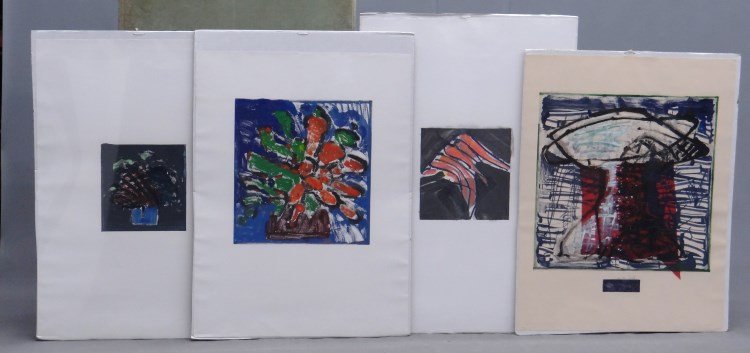 Prints Signed "Pozzi": Lot four pencil signed "Pozzi" abstract prints. 37 1/2" x 28" each.