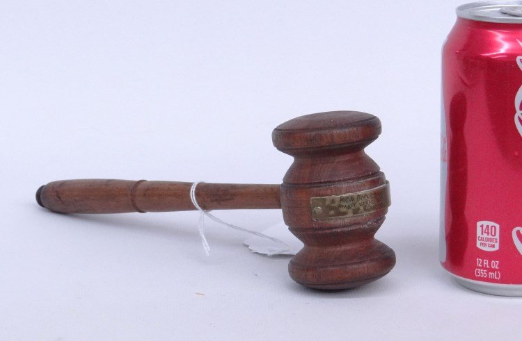 Naval Presentation Gavel: Naval Presentation gavel, presented to Jesse B. Oldenforf, gavel built from deck of U.S.S. California (9" length).