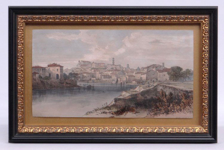 Lithograph Of Rome: Lithograph "Rome" after Edward Lear. 9" x 16 1/2".