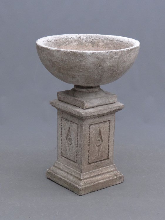 Concrete Two Part Urn: Concrete two part urn. 20 1/2" diameter, 34" Ht.