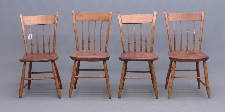 Set Of Chairs: Set of four 19th c. Windsor chairs. As found.