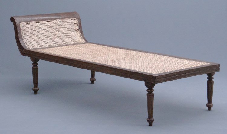 Anglo Indian Caned Settee: Anglo Indian caned settee. 89" length, 37" W, 32 1/2" Ht., minor damage to cane.