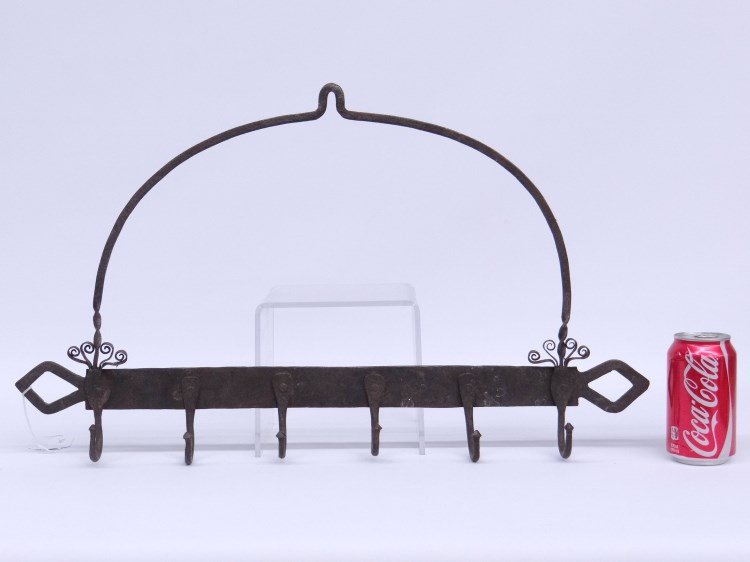 Iron Wall Rack: Forged iron wall rack. 24 1/2" W, 15" Ht.