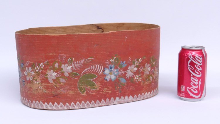 Brides Box: 19th c. painted decorated Scandinavian brides box. 14" length, 6 1/2" Ht.