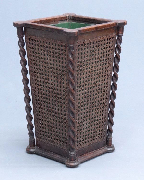 Umbrella Rack: Caned umbrella rack with interior liner. 25" Ht.