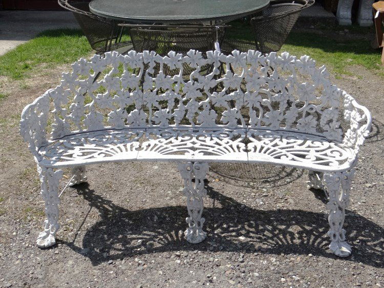 Cast Iron Settee: Aluminum settee. 57" W.