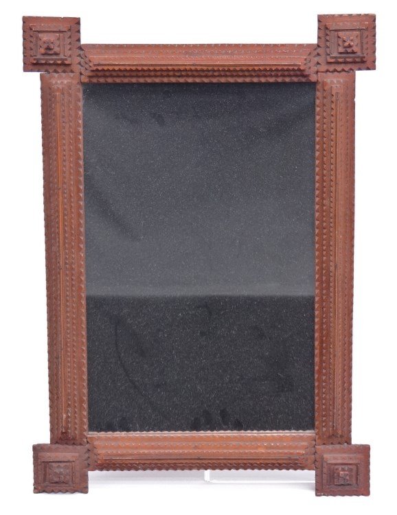 Tramp Art Frame: 19th c. tramp art frame. 18" x 25" Ht.