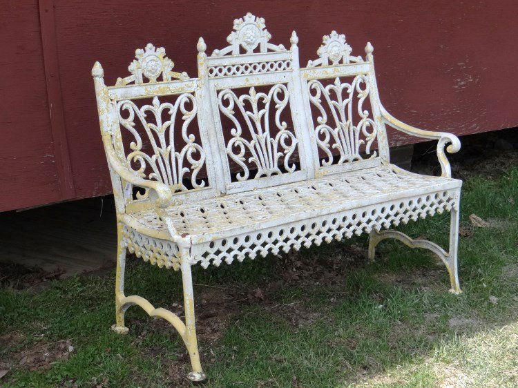 Cast Iron Settee: Cast iron garden settee. 44 1/2" W.