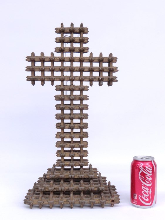 Tramp Art Crucifix: 19th c. tramp art crucifix. 19" Ht.
