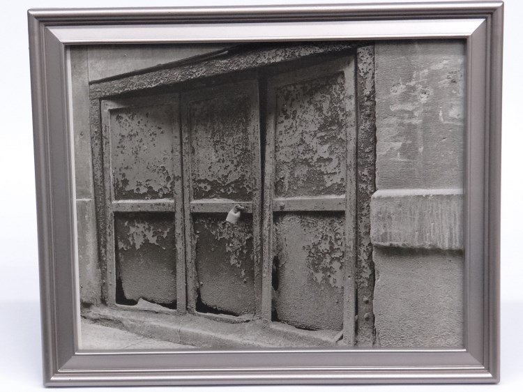 Al Macy Photograph: Vintage C. 1950's Al Macy photograph padlocked window N.Y.C. Estate stamp verso. 8" x 10".