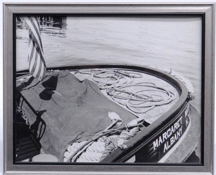 Al Macy Photograph: Vintage C. 1950's Al Macy photograph boat "Margaret Albany". Estate stamp verso. 8" x 10".