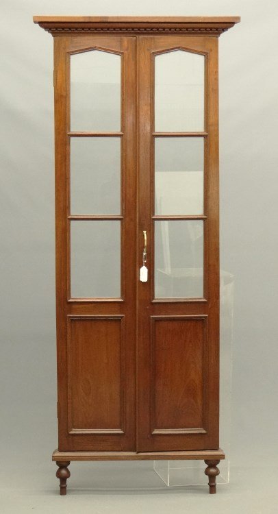 Mahogany Door Surround: Mahogany door surround with dental molded cornice. 37" W, 87" Ht.