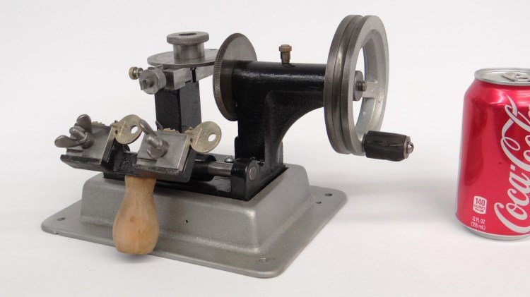 Key Grinder: C. 1900's key grinder. 12" W, 7" Ht.