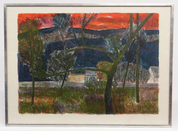 Print Guy Bardone: Print signed and numbered #16/80, signed LRC "Bardone" (France b. 1927). Sight 21 1/2" x 29 1/2". Retains info verso.