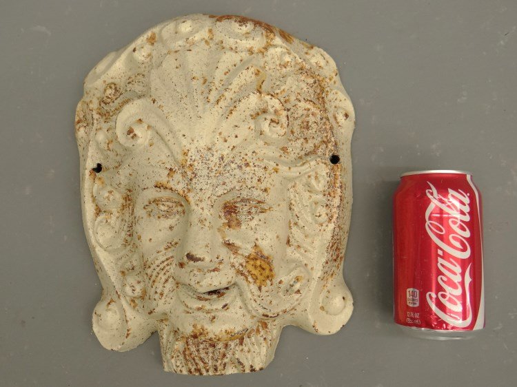 Cast Iron Element: Cast iron North Wind God element. 12" Ht.