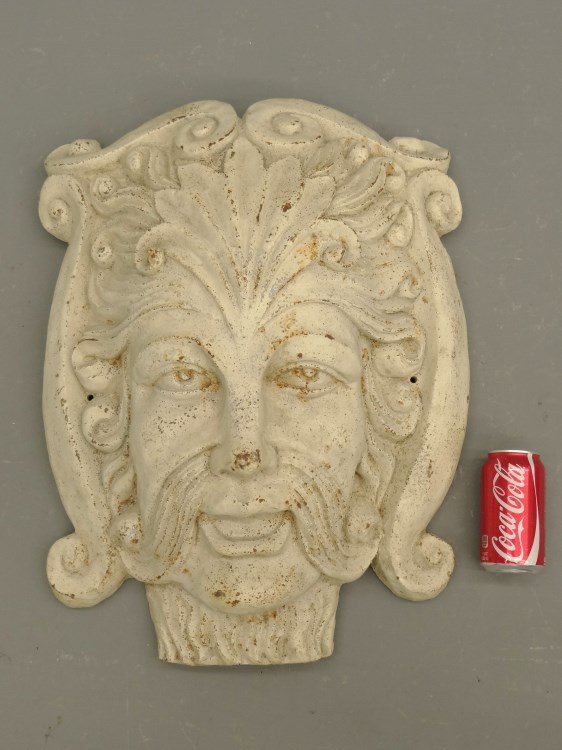 Cast Iron Element: Cast iron North Wind God element. 18" W, 24" Ht.