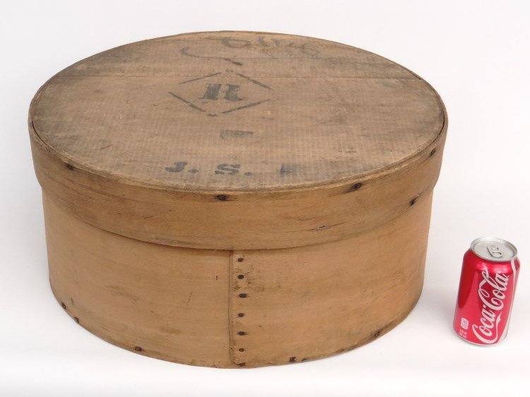 Pantry Box: C. 1900's pantry box. 21" diameter, 9 1/2" Ht.