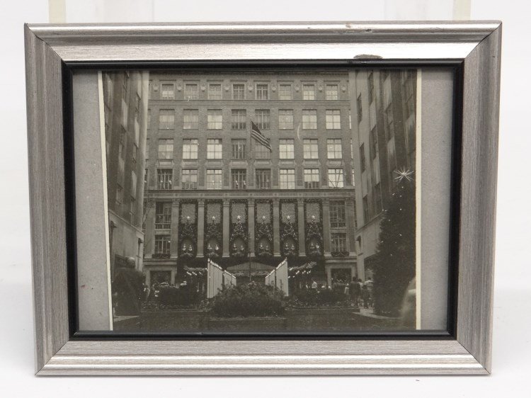 Al Macy Photograph: Vintage C. 1950's Al Macy photograph, Rockefeller Center at Christmas. Estate stamp verso. 5" x 6".