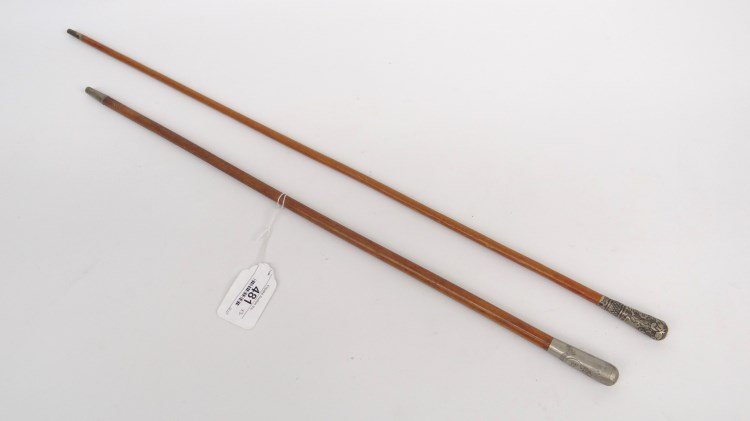 Canes: Lot two walking sticks (101st Grenadiers, British Indian Army). 27" and 31 1/2" length.