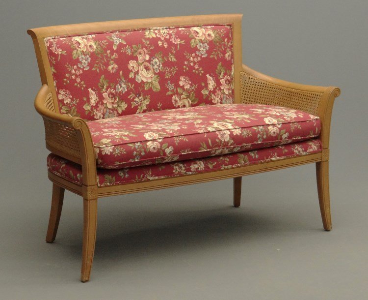 Ethan Allen Sofa: Ethan Allen sofa with cane sides. 52"x 21" x 37" Ht.