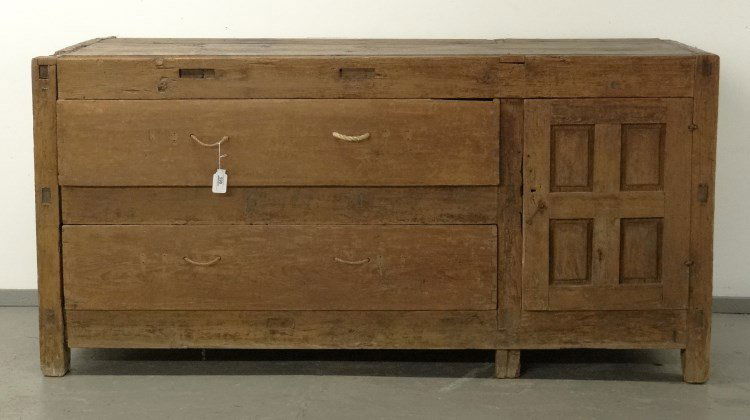 Counter: Counter (or center island), having two drawers and door. Paneled design. 82" x 37 1/2" x 39 1/2" Ht.