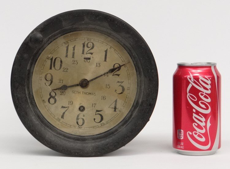 Seth Thomas Ship's Clock: Seth Thomas ship's clock. 8" diameter.