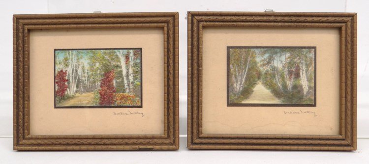 Wallace Nutting Prints: Lot two Wallace Nutting hand colored photos. Each sight 3 1/2" x 4 1/2".