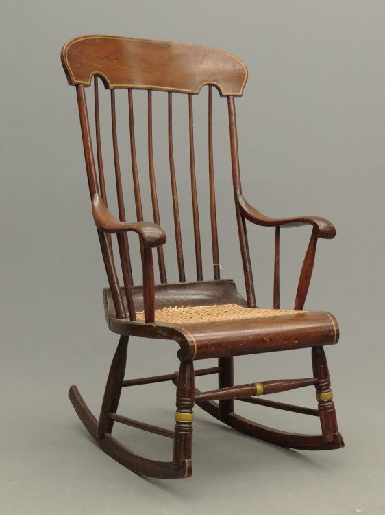 19th c. Boston Rocking Chair: 19th c. Boston rocking chair with caned seat.