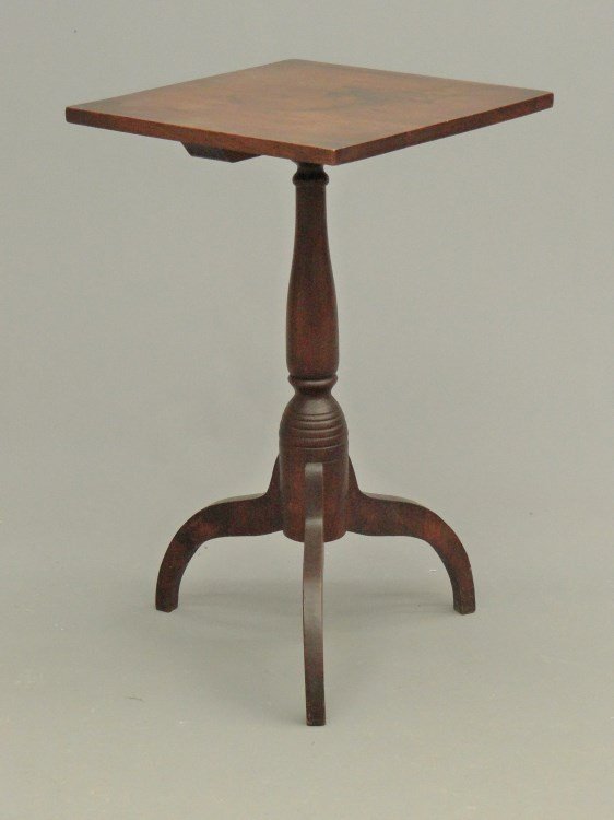 19th c. Candlestand: 19th c. cherry tripod base candlestand. Top 16 1/2" x 16", 28 1/2" Ht.