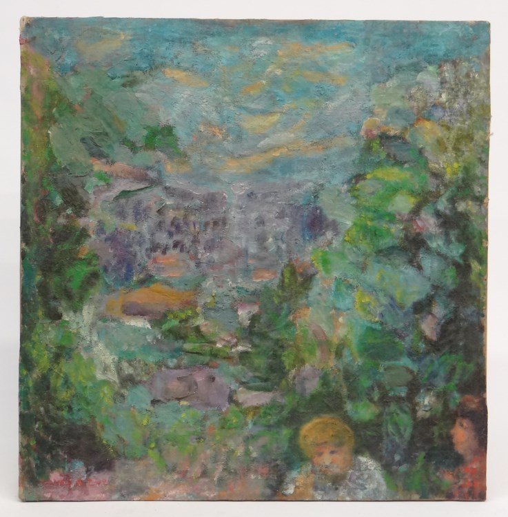 David Azuz Oil Painting: Oil on canvas painting by David Azuz (b. 1942 ) Israeli - French 20 1/4" x 19 3/4" unframed.