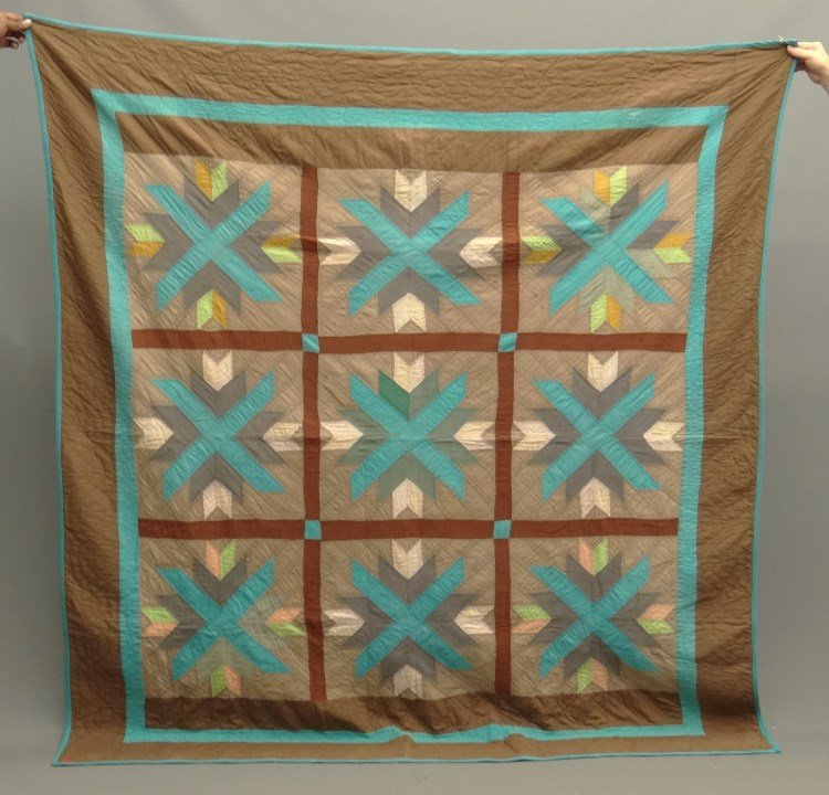 Quilt: Amish star quilt. As found. 72" x 80".