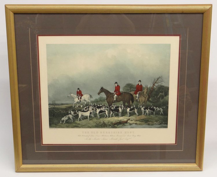 Hunt Print: Hunt print "The Old Berkshire Hunt" (Painted By John Goode, Engraved By Philip Thomas). Sight 21" x 26".