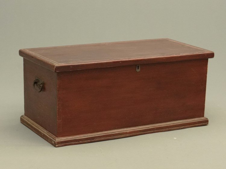 19th c. Blanket Box: 19th c. blanket box with pinstripe decoration and side handles. 38" x 19"x 16 1/2" Ht.