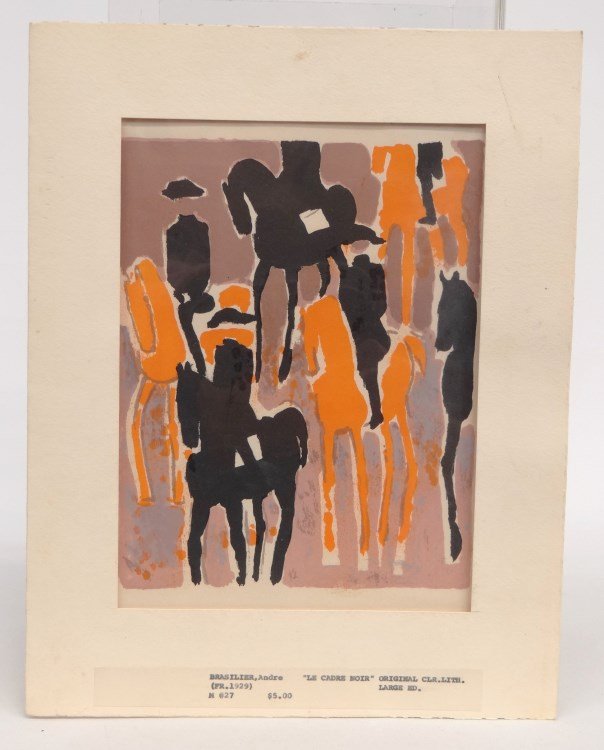 Anrdre Brasilier Lithograph: Andre Brasilier (France b. 1929), lithograph "LE CADRE NOIR", sight 10" x 7 1/4".