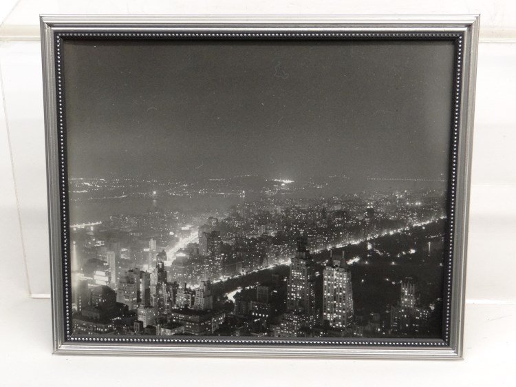 Al Macy Photograph: Vintage Al Macy photograph, N.Y.C. at night C. 1950's, estate stamp verso. 8" x 10".